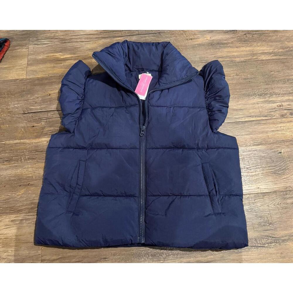 NWT Simply Southern Navy Blue Flutter Sleeve Soft Puffer Vest Sz M/L